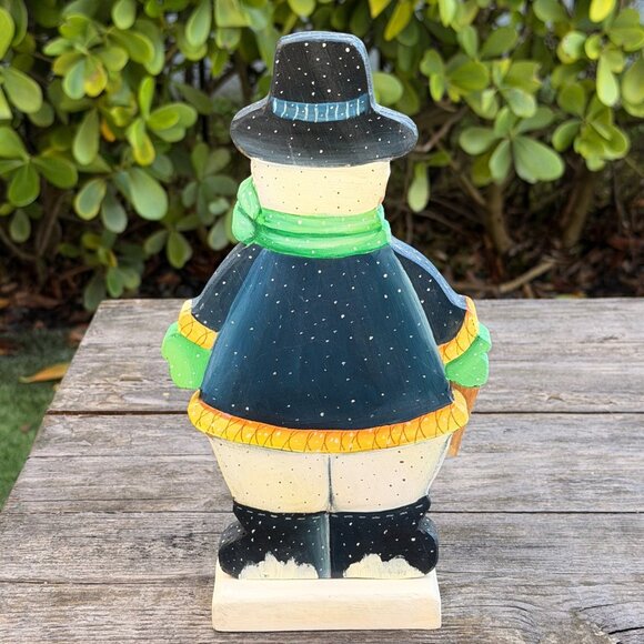 Hand painted Vintage Wood Snowman Christmas Decor Primitive Folk Art Let it Snow - Picture 5 of 8
